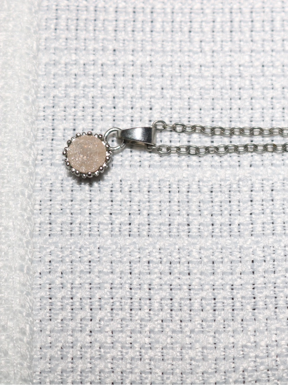 Silver Chain Necklace with Pink Diamond